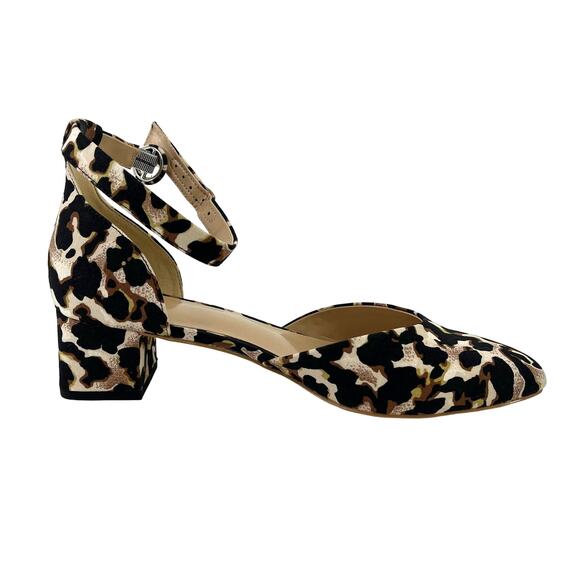 Cabi Kiki Leopard Print Block Heel Ankle Strap Shoes Womens Size 9 - Picture 1 of 8